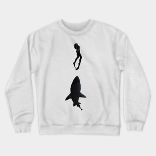 swimming girl and shark Crewneck Sweatshirt